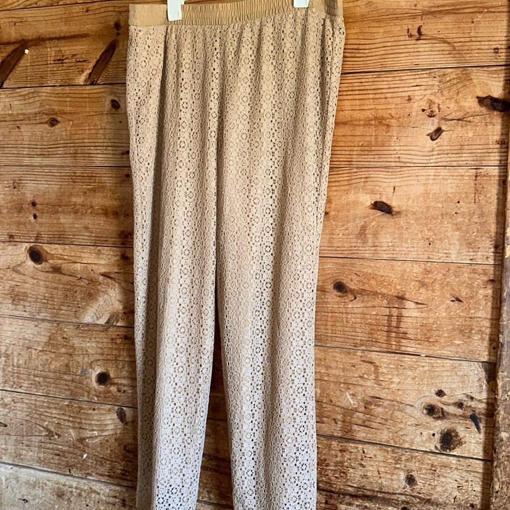 Chico's Arabian Camel Pull On Lace Ankle Pants Size